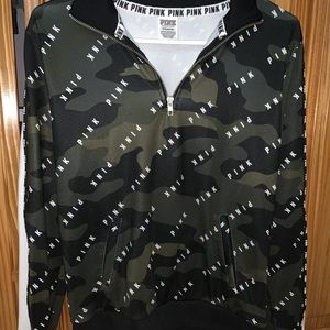 green PINK quarter-zip